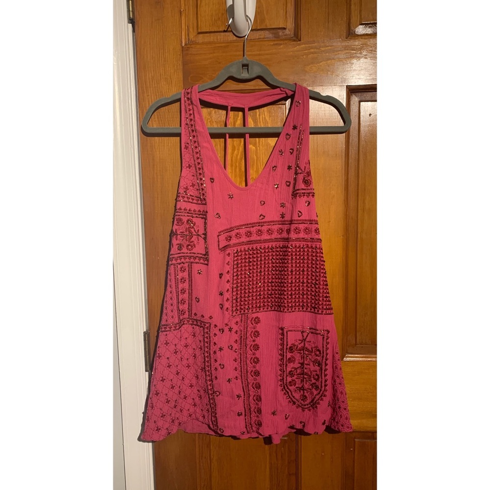 Free People beaded pink mini dress